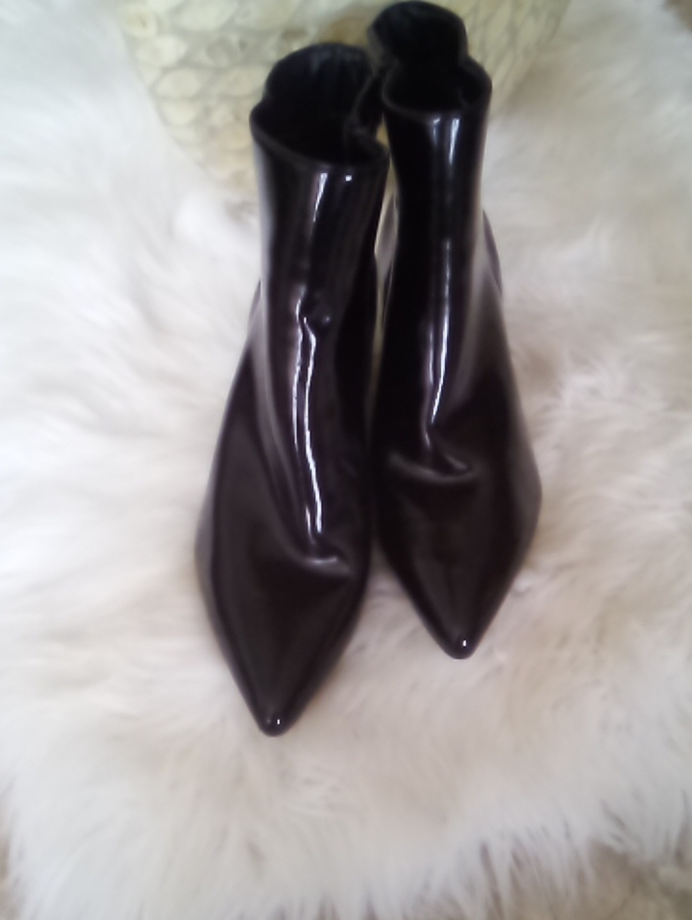 Rachel Zoe  Black Patent Pointed Ankle Booties